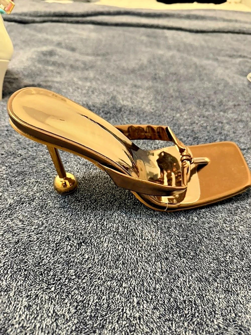 Metallic Embellished Heels in Gold & Silver Like New